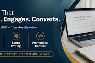 content researcher, script writing, promotional content