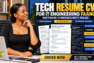 write tech resume cv for IT engineering faang software cybersecurity roles
