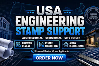 review and stamp USA architectural structural drawings for city permit