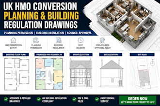do uk hmo conversion, planning permission and building regulation drawings