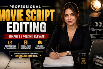 edit, proofread, revise and format your screenplay, movie script, script doctor