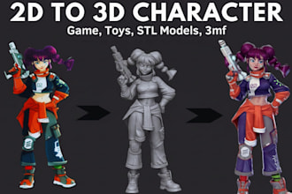 convert 2d image to 3d character model printable stl 3mf file