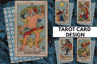 draw custom tarot card zodiac, oracle, card game, tcg, playing card in any style