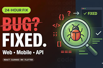 fix bug debug code in react django javascript python in 24h