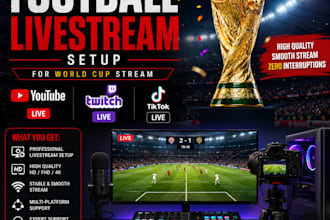 create professional football livestream setup for youtube,twitch and tiktok