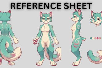 draw a custom protogen furry reference sheet, fursona, anthro art, and custom oc