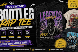 design custom vintage bootleg rap tee shirt for streetwear clothing brand