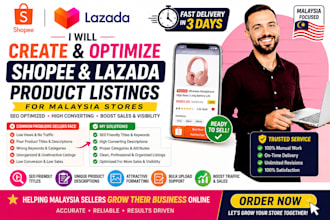 professionally create and optimize shopee and lazada product listings