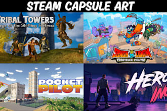 design custom steam capsule art, game banner for indie games