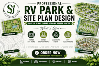 rv park maps, vector site plans, property maps, plat map, landscape illustration