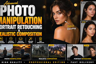 do advanced photo manipulation, protrait retouching and realistic composition