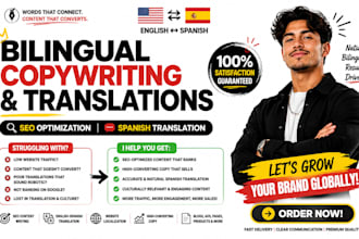do bilingual copywriting and translations seo optimization spanish translation
