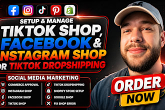 set up and manage tiktok shop, tiktok shop dropshipping, facebook and ig shop