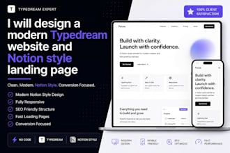 design modern typedream website with notion style UI startup saas landing page