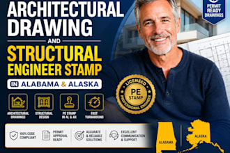 do architectural drawing, structural engineer stamp in alabama and alaska