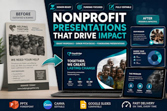 design nonprofit grant proposal visual presentation and donor pitch deck