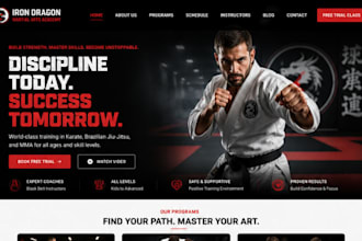 build squarespace martial arts school website karate bjj website mma taekwondo