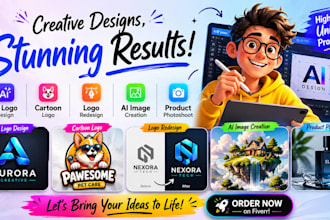 create ai logo design, cartoon lo go, redesign, ai image and product