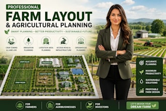 design professional farm layout, agricultural site plan and smart farm map