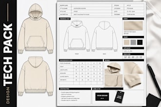 design and create a tech pack for backpack, handbag, duffle bag, luggage etc