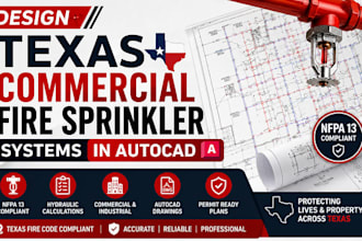 design texas commercial fire sprinkler systems in autocad