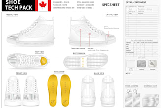 create shoe tech pack sneaker footwear cad sole pattern for manufacturing