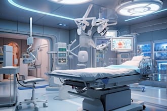 create realistic cgi 3d hospital, icu, operational room, medical facility design