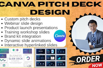 design canva pitch deck product lunch deck webinar, training, workshop slide