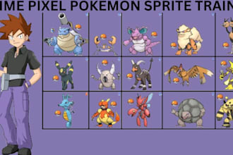 create anime pixel art pokemon trainer sprite game character retro pixel sprite