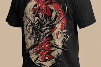make japanese t shirt illustration and t shirt design