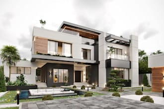 floorplan to 3d luxury villa, house, apartment render, rooftop building,3ds max