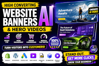 create ai website banner, hero video, animated ads, GIF and landing page