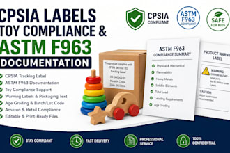 create cpsia tracking label, toy compliance and astm f963 documentation