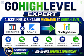be your gohighlevel expert for clickfunnel  kajabi migration to go highlevel