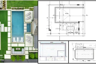 design swimming pool permit plans, plumbing layout, and construction drawings
