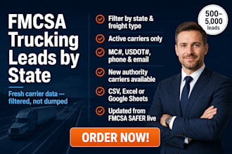 provide fresh fmcsa trucking leads by state filtered