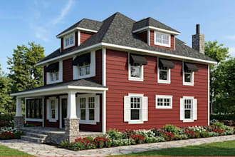 design realistic house 3d exterior model, 3d rendering