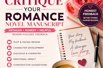 professionally critique your romance novel manuscript