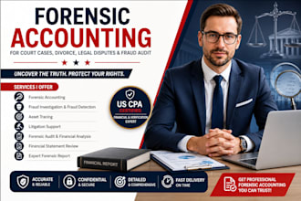 perform forensic accounting for court case, divorce, legal dispute, fraud audit