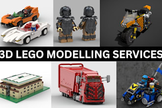 design custom 3d lego car, house, lego minifigure, toys, wit manual instructions