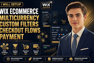 setup wix ecommerce multicurrency custom filter checkout flow payement