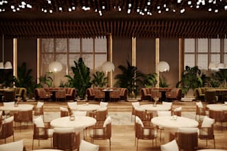 design luxury restaurant and bar interiors with realistic renders