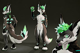 furry avatar vrchat vrc avatar  vr character 3d model nsfw vtuber model furisona
