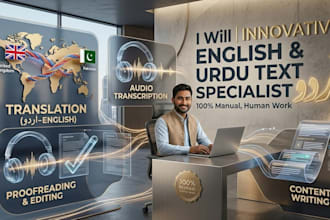 provide expert english urdu translation, proofreading, writing and transcription