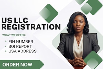 do US llc registration, wyoming or delaware llc formation with ein