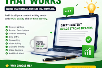 write product descriptions, copywriting , content review and more