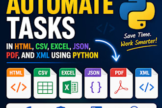 automate tasks in HTML, CSV, excel, json, PDF, and XML using python