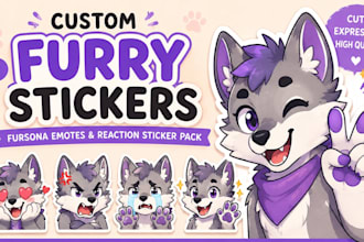 draw furry stickers fursona emotes reaction stickers and cute sticker packs