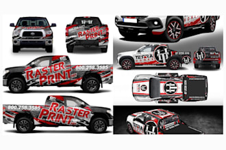 design custom eye catching truck wrap graphics with realistic 3d mockup