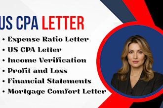 prepare CPA letter,mortgage letter,comfort letter and income verification letter